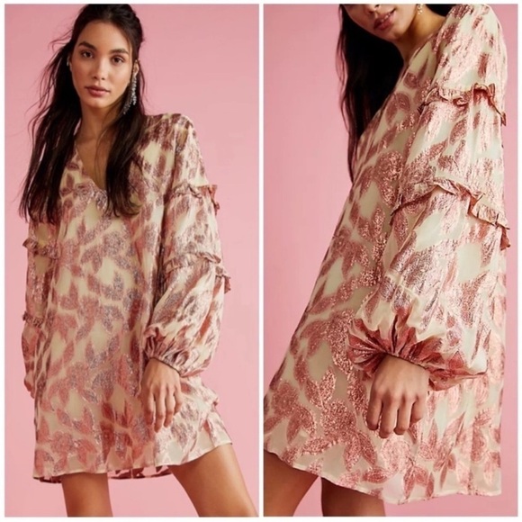 Jen's Pirate Booty Womens Rising Star Mini Dress Fully Lined Ruffle Rose Size XS - Picture 1 of 15